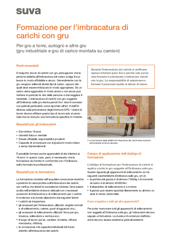 Gru: formazione imbracatura di carichi