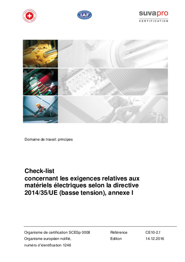 Équipements électriques: examen de type