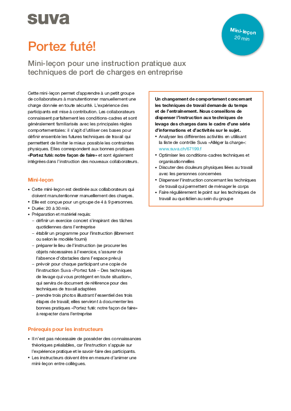 Version courte «Porter futé»