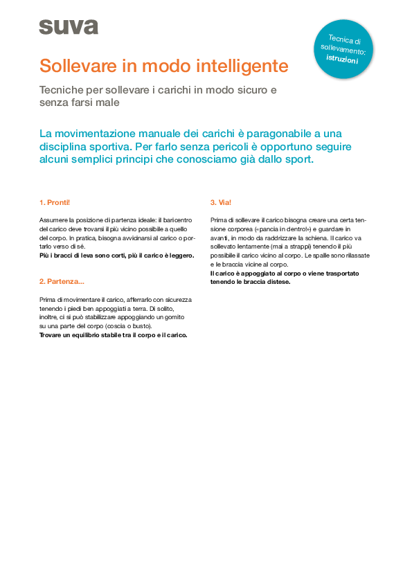 Breve lezione «Prima ragiona e poi solleva!»