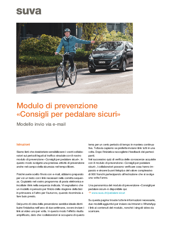 Consigli per pedalare sicuri – Materiale per email