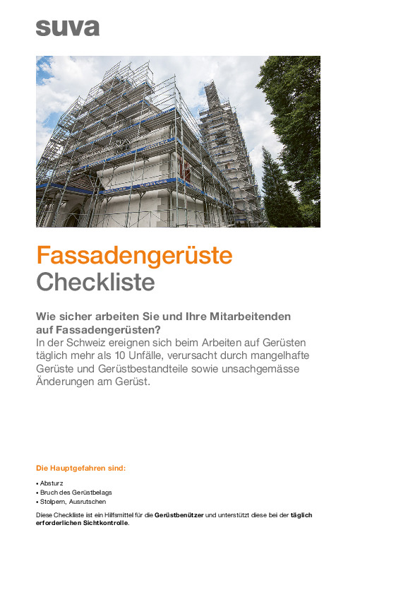 Checkliste Fassadengerüste