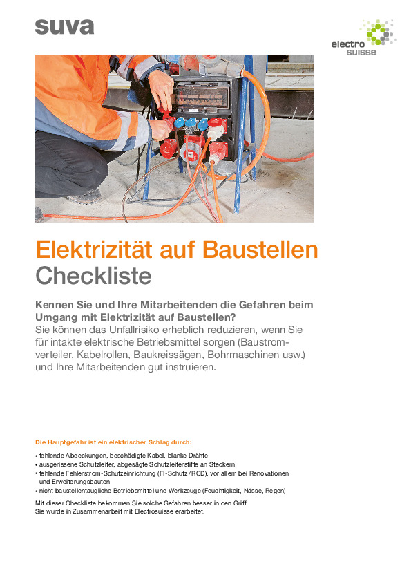 Sicherheits-Check: Elektrizität auf dem Bau