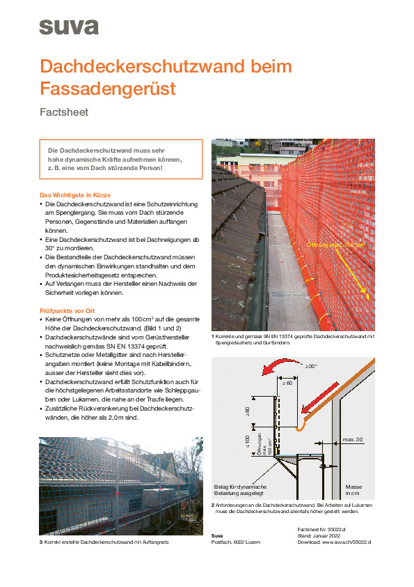 Factsheet «Dachdeckerschutzwand beim Fassadengerüst»