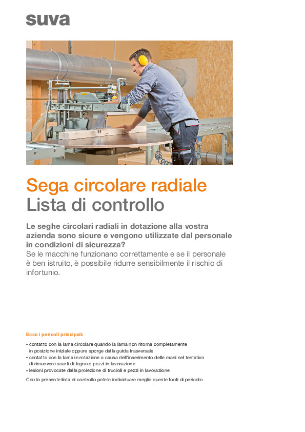 Lista di controllo: Sega circolare radiale
