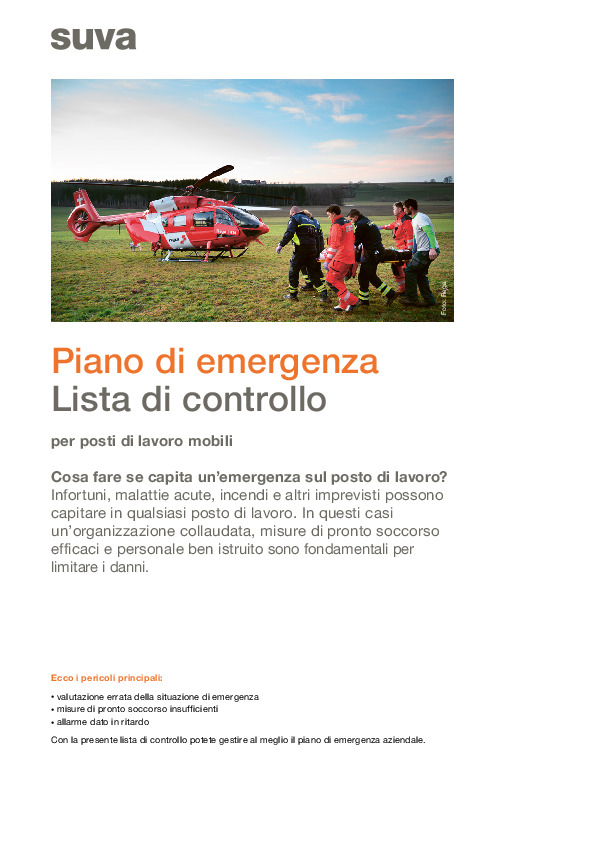 Lista di controllo: piano d'emergenza fuori azienda