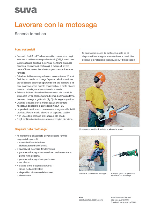 Lavorare in condizioni di sicurezza con la motosega