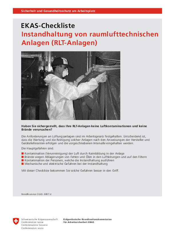 Instandhaltung von raumlufttechnischen Anlagen (RLT-Anlagen)