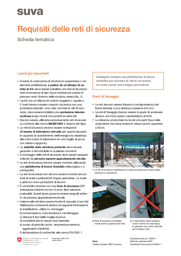 Le reti anticaduta garantiscono la sicurezza