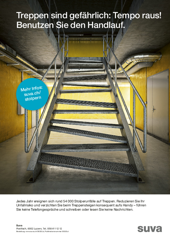 Plakat Treppen sind gefährlich: Unfälle vermeiden