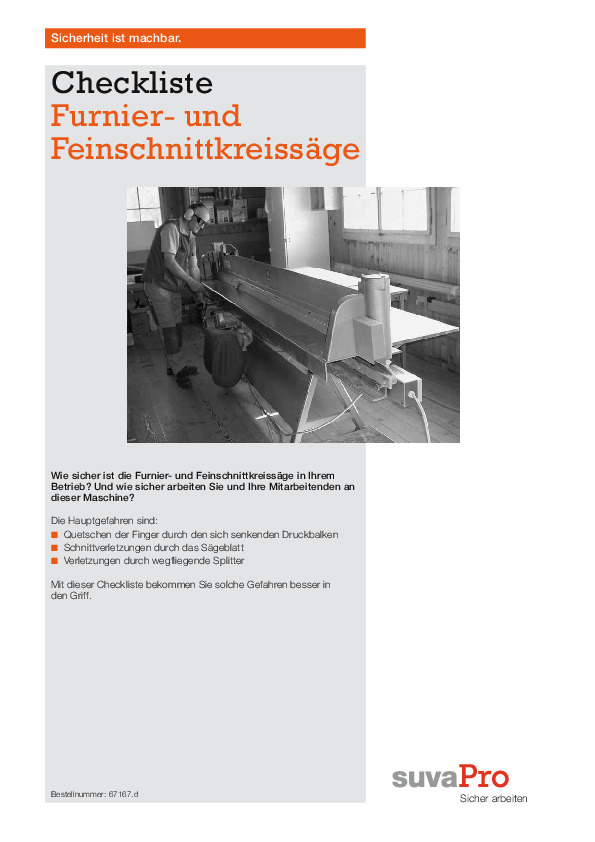 Feinschnittkreissäge (Checkliste)