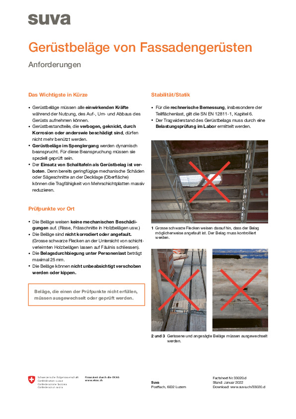 Nur intakte Gerüstbeläge sind sicher