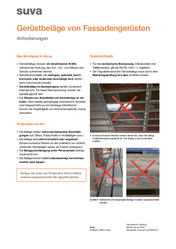 Nur intakte Gerüstbeläge sind sicher