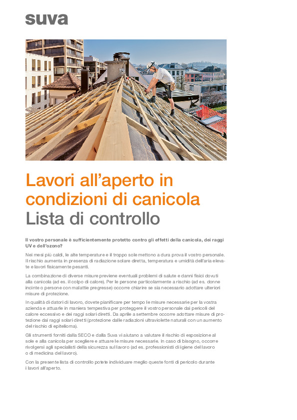 Lista di controllo: lavori all’aperto in condizioni di canicola