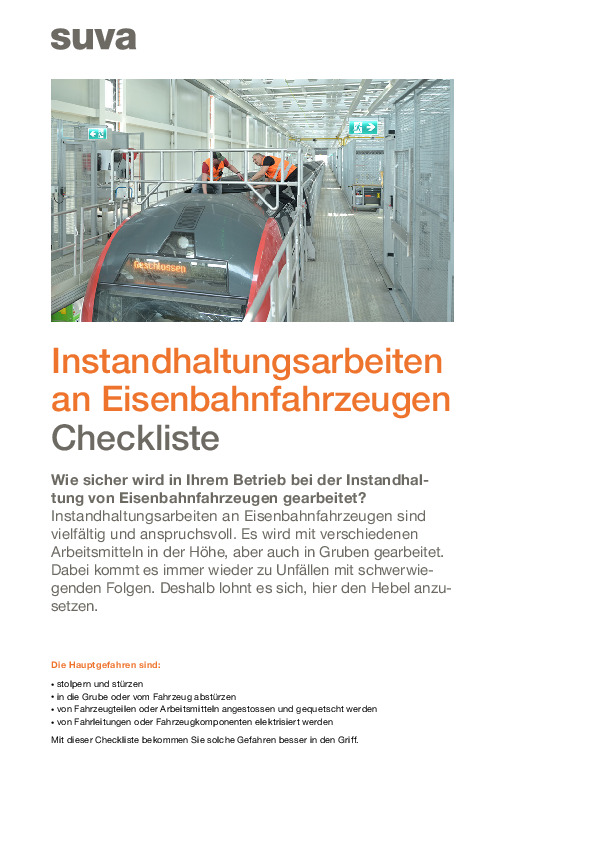 Instandhaltung Schienenfahrzeuge (Checkliste)