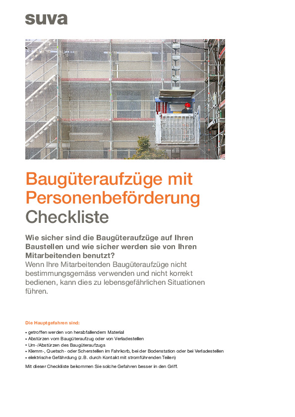 Mit dem Baulift sicher ankommen – Checkliste