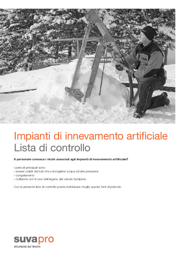 Lista di controllo impianto di innevamento: uso sicuro