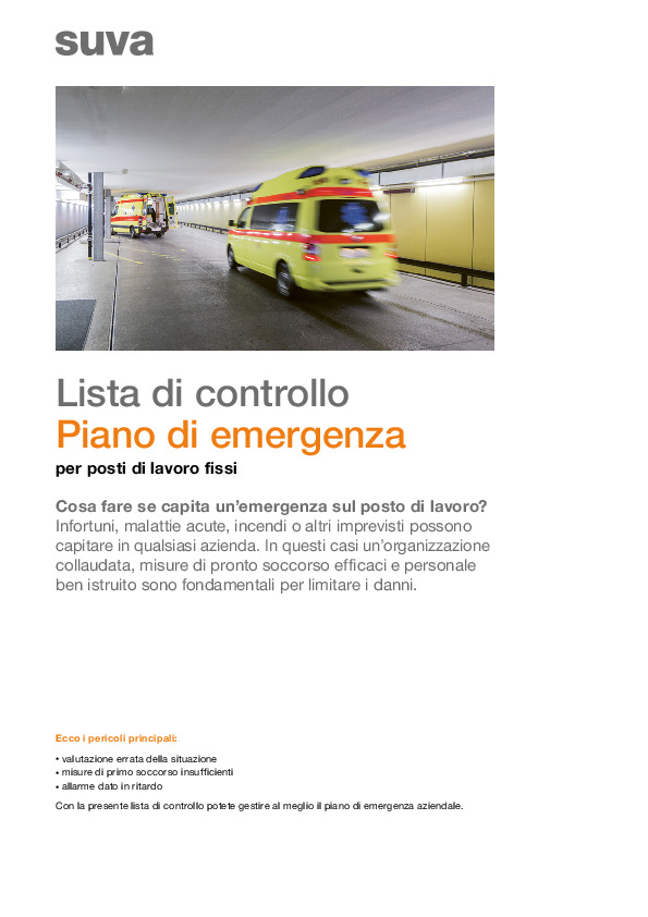 Lista di controllo Piano di emergenza in azienda