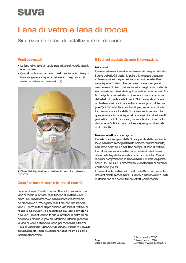 Lana di vetro e lana di roccia: protezione durante la lavorazione