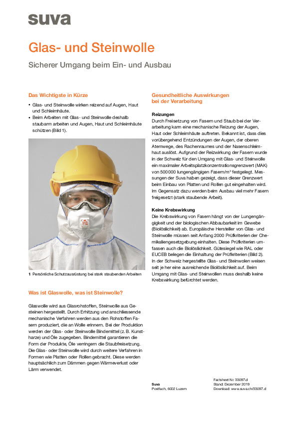 Steinwolle und Glaswolle: Schutz bei der Verarbeitung