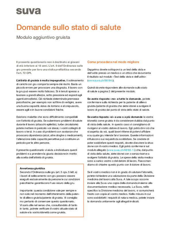 Formazione di gruisti: domande sullo stato di salute