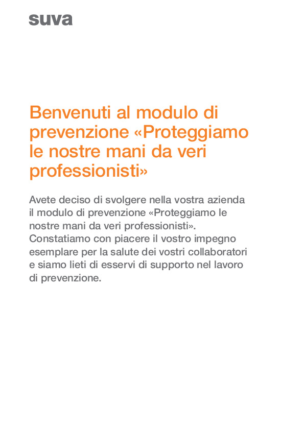Postazioni: protezione delle mani (modulo prevenzione)