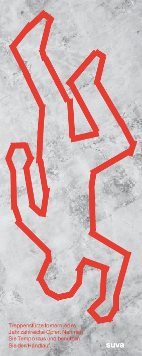 Unfallzeichnung auf Treppe (Kleber, rot)