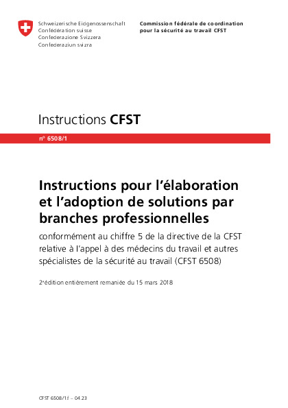 Instructions pour l’élaboration et l’adoption de solutions par branches professionnelles (CFST)