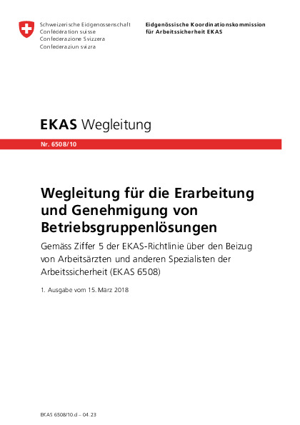 Wegleitung für die Erarbeitung und Genehmigung von Betriebsgruppenlösungen (EKAS)