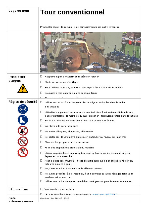 Tours conventionnels: règles de sécurité