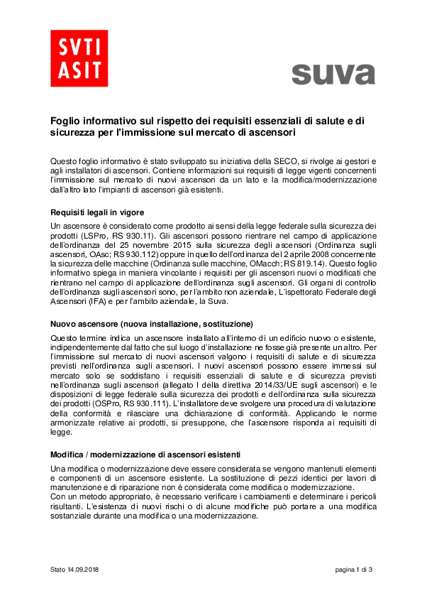 Ascensori: requisiti sull’immissione in commercio