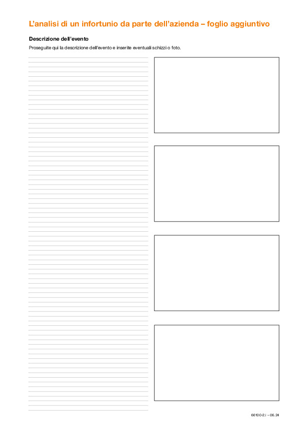 L’analisi di un infortunio da parte dell’azienda – foglio aggiuntivo