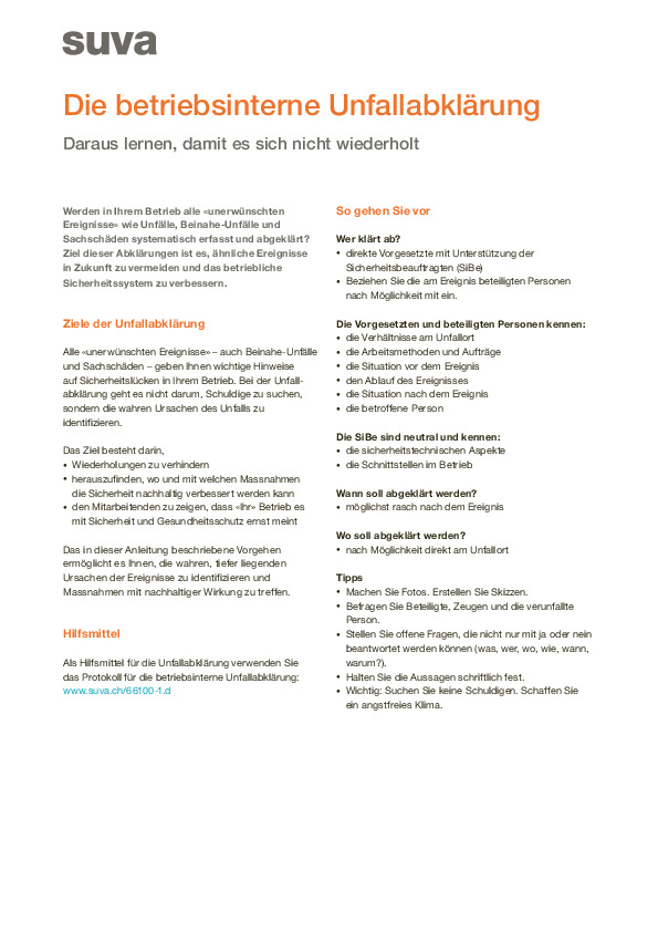 Firmeninterne Unfallanalyse fördert Betriebssicherheit