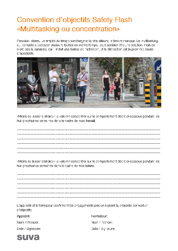 Convention d'objectifs Safety Flash «Multitasking ou concentration»