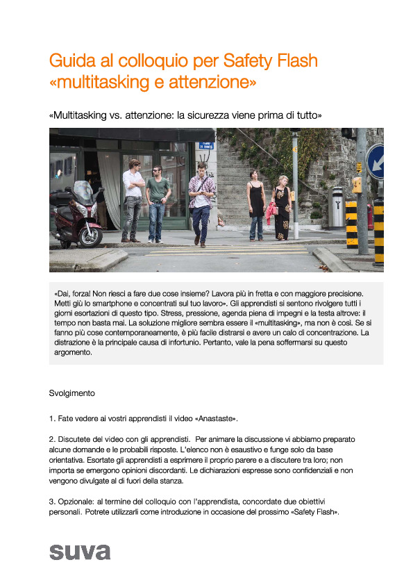 Guida al colloquio sul Safety Flash «multitasking e attenzione»