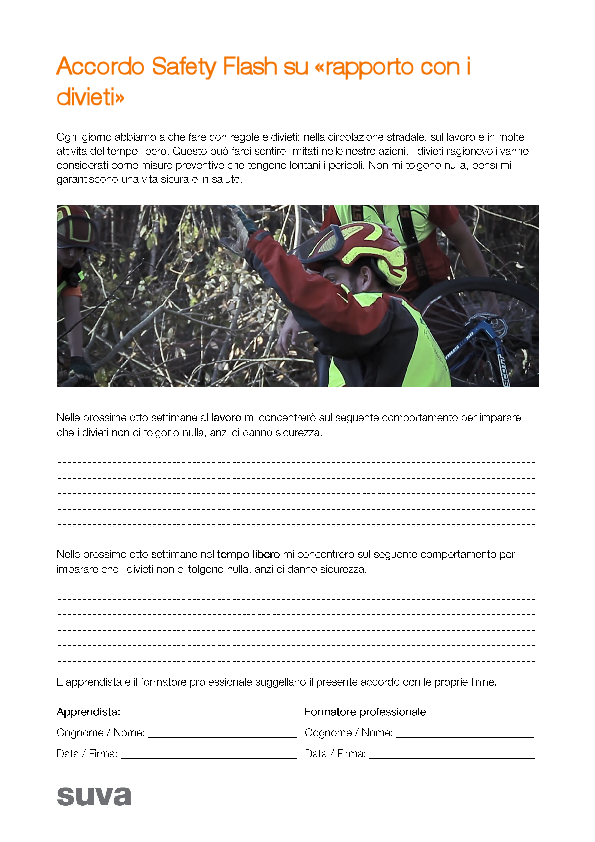Accordo Safety Flash su «rapporto con i divieti»