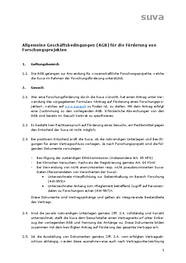 CG de la Suva pour la promotion des projets de recherche