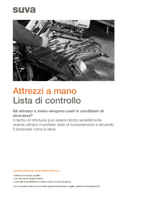 Lista di controllo: uso e manutenzione attrezzi a mano