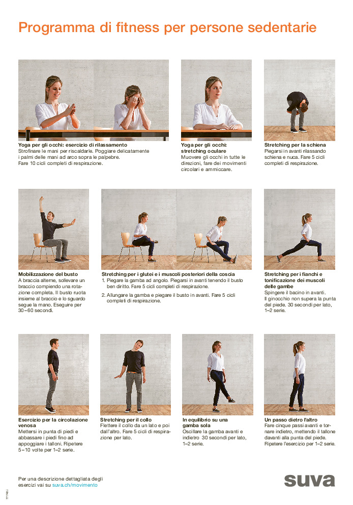 Manifesto: Esercizi di stretching per sedentari
