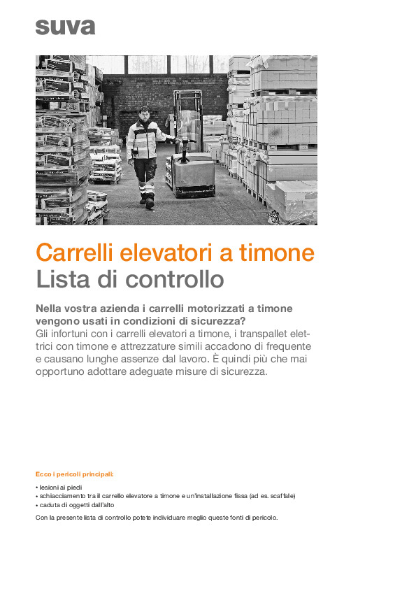 Lista di contr.: lavoro sicuro con i carrelli elevatori