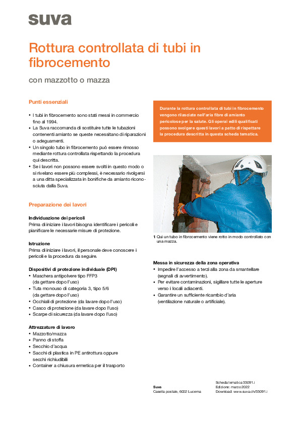Rottura controllata di tubi in fibrocemento