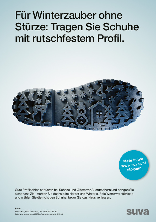 Plakat: Tragen Sie im Winter rutschfeste Schuhe