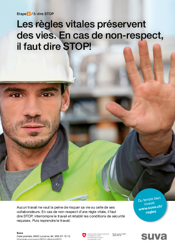Affiche Règles vitales: Dire STOP en cas d’infraction