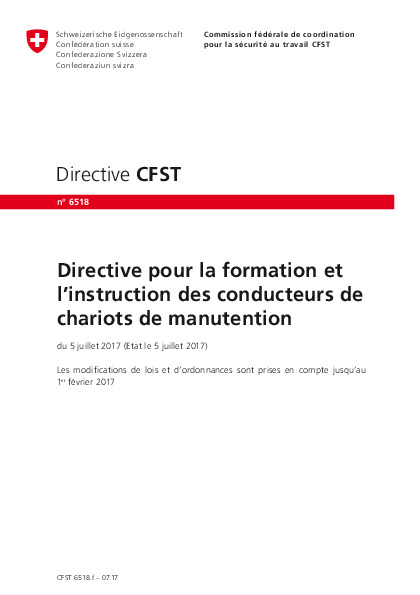 Directive CFST 6518: formation pour caristes