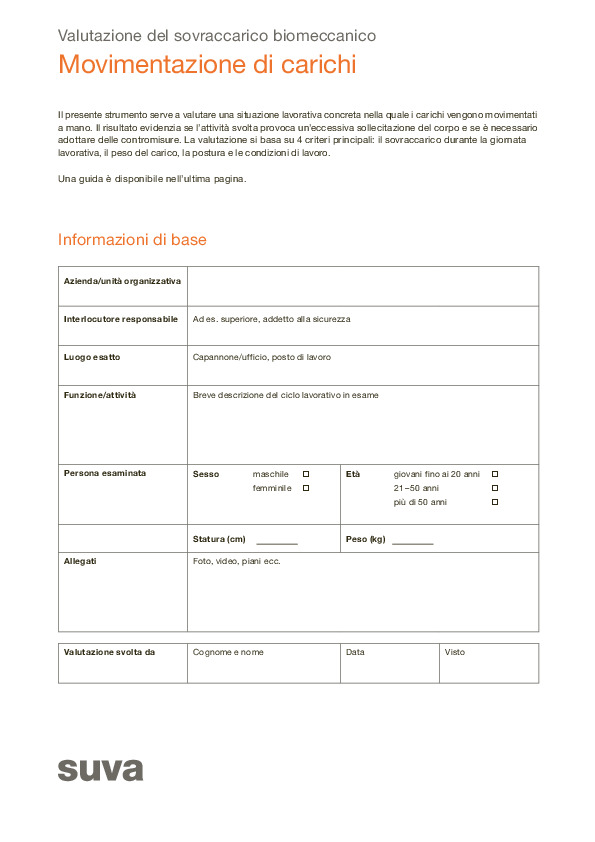 Test sul sovraccarico nel sollevamento e trasporto