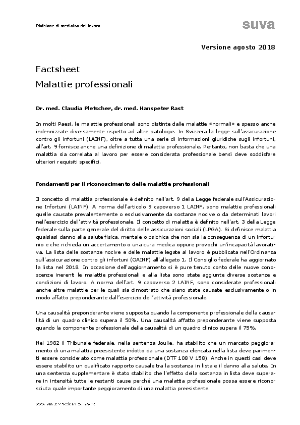 Malattia professionale: definizione, statistica, riconoscimento