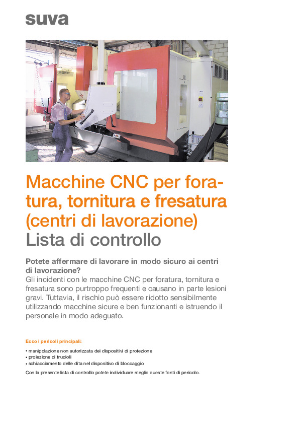 Lista di controllo: macchine cnc per foratura, tornitura, fresatura