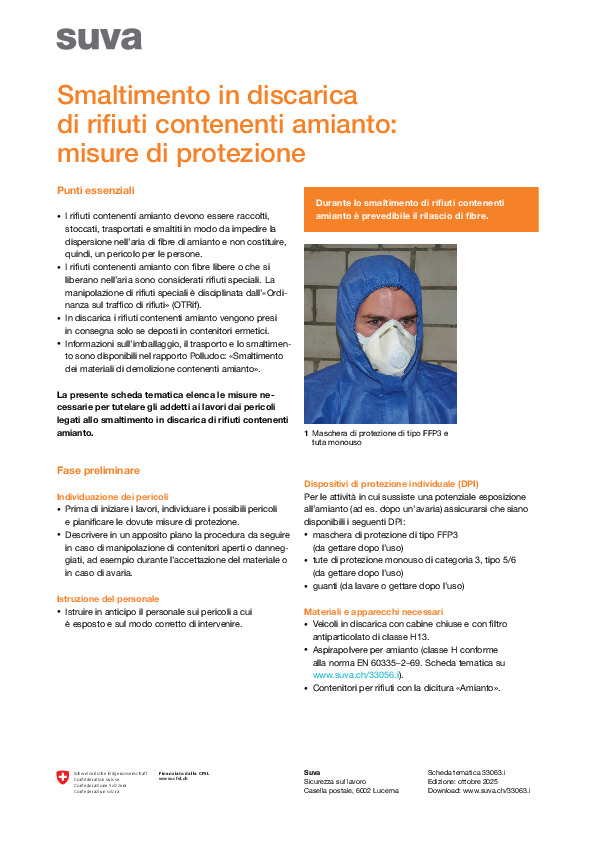 Smaltimento in discarica di rifiuti contenenti amianto