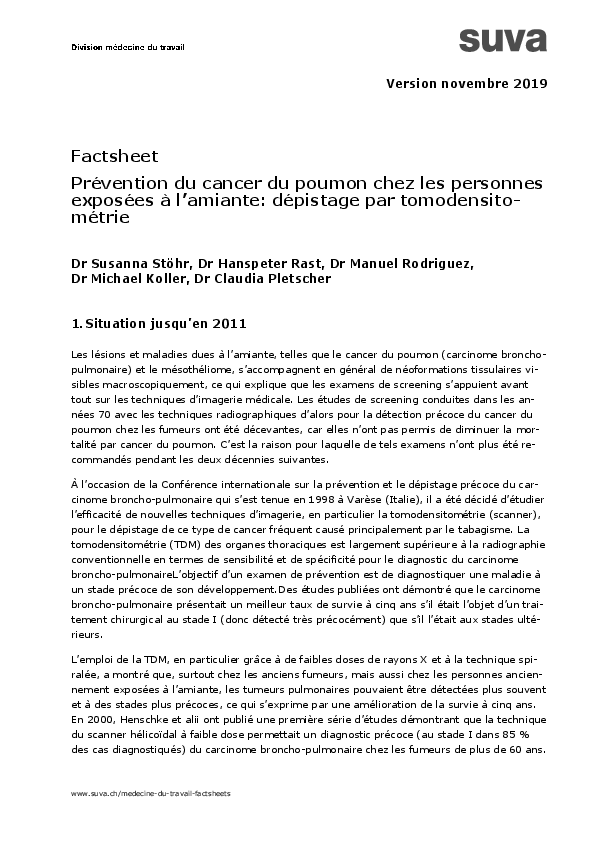 Cancer des poumons dû à l’amiante