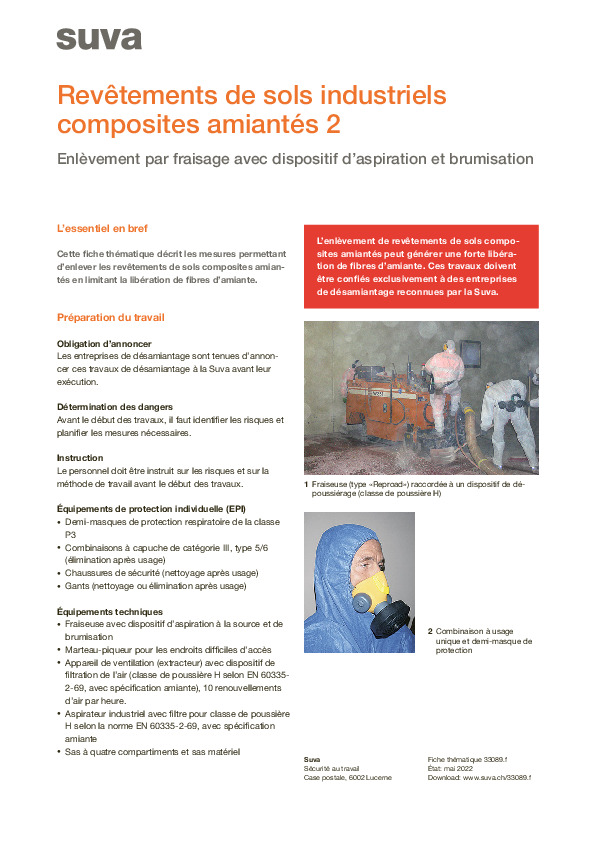 Composite amianté - enlever le revêtement par fraisage